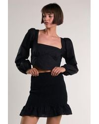 Shnoo - Corset Style Square Neck Long Sleeve Top - Lyst