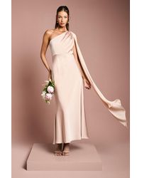 Coast - Satin One Shoulder Bridesmaid Dress With Chiffon Drape - Lyst