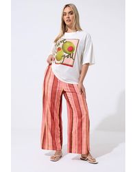 Yours - Striped Wide Leg Trousers - Lyst