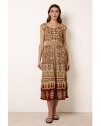 Blue Vanilla - Shirred Waist Multi Sleeveless V-Neck Midi Dress - Lyst