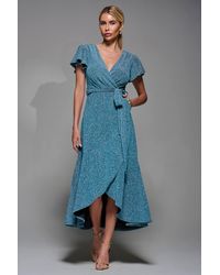 Jolie Moi - Metalic Angel Sleeve Wrap Maxi Dress - Lyst