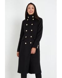 Wallis - Black Military Double Breasted Coat - Lyst