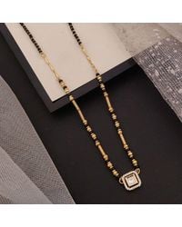 The Colourful Aura - Square Solitaire Zircon Mangalsutra Necklace, 18Ct Plated - Lyst