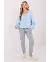 Love Lace - Soft Cotton V Neck Long Sleeve Blouse - Lyst