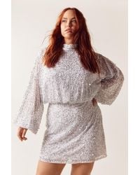 Nasty Gal - Plus Size Balloon Sleeve Sequin Embellished Mini Dress - Lyst