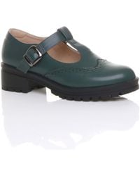 AJVANI - Mid Heel Chunky Brogues Buckled T-Bar Mary Janes - Lyst