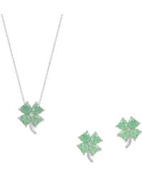 Spero London - Four Leaves Clover Sterling Earring & Necklace Set - Lyst