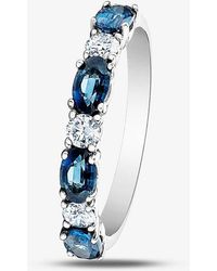 T.H.Baker - 9Ct Sapphire & 0.2Ct Diamond Half Eternity Ring 50L77Wg Saph L - Lyst