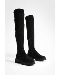 Boohoo - Stretch Knee High Boots - Lyst