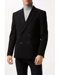 Burton - Slim Fit Black Double Breasted Jacket - Lyst