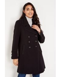 Wallis - Petite Double Breasted Braided Military Coat - Lyst