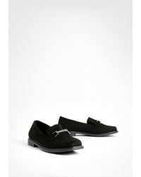 Boohoo - Wide Fit T Bar Square Toe Loafers - Lyst