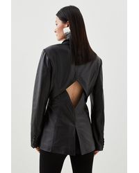 Karen Millen - Leather Tailored Open Back Blazer - Lyst