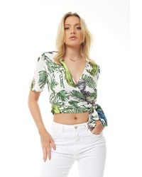 Liquorish - Bird & Floral Print Wrap Top - Lyst