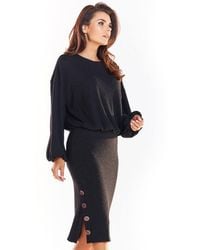 Love Lace - Office Knitted Pencil Skirt With Slit & Side Slit - Lyst
