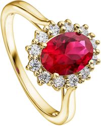 Created Brilliance - Cate Yellow Gold Lab Grown Diamond And Created Ruby Ring - Lyst