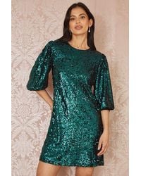 Yumi' - Sequin Tunic Dress With Balloon Sleeves - Lyst