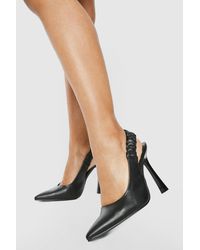 Boohoo - Wide Width Ruched Sling Back Strap Detail Pump - Lyst