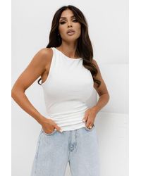 Love Lace - Stretch Cotton Round Neck Sleeveless Vest - Lyst