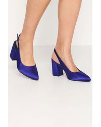 Yours - Wide & Extra Wide Fit Satin Pointed Block Heel Court Shoes - Lyst