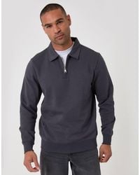 Threadbare - Quarter Zip Collared Sweatshirt - Lyst