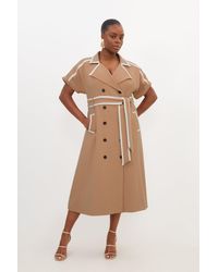 Karen Millen - Plus Size Compact Stretch Tipping Detail Tailored Midi Dress - Lyst