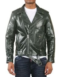 TruClothing - Cow Hide Biker Brando Cross Zip Leather Jacket - Lyst