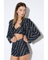 MissPap - Premium Denim Diamond Textured Short Co-Ord - Lyst