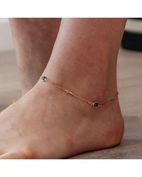 The Colourful Aura - Adjustable Golden Evil Eye Cross Christian Luck Eye Protection Turkish Anklet - Lyst