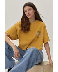Nasty Gal - Cropped Cut Off Crew Neck Graphic T-shirt - Lyst