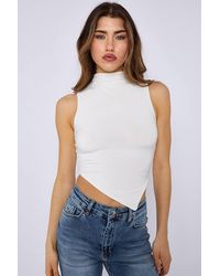 Stylewise - Grown-On High Neck Gathered Asymmetric Hem Top - Lyst