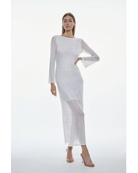 Karen Millen - All Over Embellished Jersey Long Sleeve Maxi Dress - Lyst