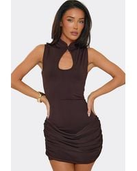 EGO - Sleeveless Drape Mini Dress - Lyst