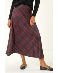 Roman - Panelled Check Midi Skirt - Lyst