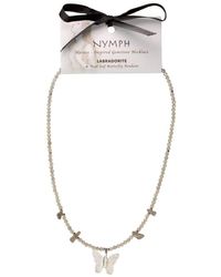 KDMD - Nymph Labradorite Gemstone Necklace Real Leaf Butterfly Pendant - Lyst