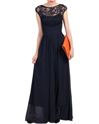 jolie moi lace bodice pleated maxi dress