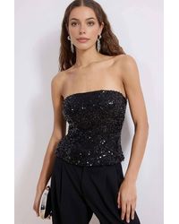 WOVCOR - Strapless Sequin Detail Fitted Party Blouse W/ Structured Fit - Lyst