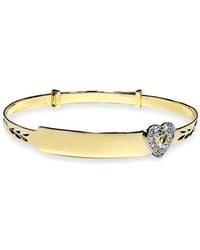 Jewelco London - 9Ct Cz Heart Id Expanding Baby Bangle Bracelet 3Mm - Lyst