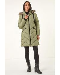 Roman - Petite Contrast Zip Puffer Coat - Lyst