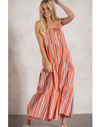 Klass - Strappy Stripe Panelled Cotton Maxi Dress - Lyst