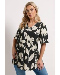 Yours - Abstract Textured Pleat Front Top - Lyst
