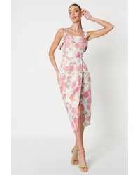 Coast - Folded Detail Wrap Skirt Jacquard Dress - Lyst