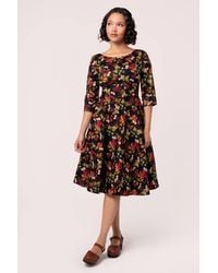 Hell Bunny - Edwina 50S Style Printed Cotton Midi Dress - Lyst