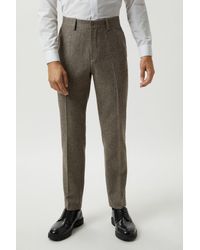 Burton - Slim Fit Neutral Basketweave Tweed Suit Trousers - Lyst