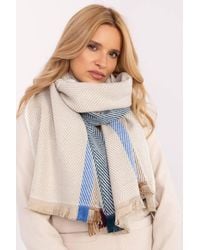 Love Lace - Stylish Winter Striped Viscose Scarf With Warm Soft Fringe Ends - Lyst