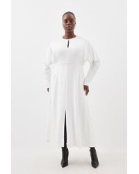 Karen Millen - Plus Size Premium Viscose Crepe Long Sleeve Woven Midi Dress - Lyst