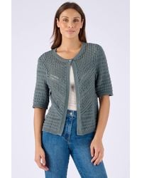 DAMART - Lightweight Short Sleeve Pointelle Cotton One Button Cardigan - Lyst