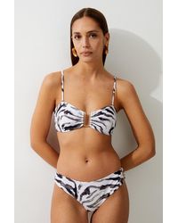 Karen Millen - Tiger Print Trim Detail Detachable Strap Bikini Top - Lyst