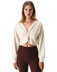 Penti - Oversized V-Neck Cropped Sweatshirt With Tie Detail - Lyst