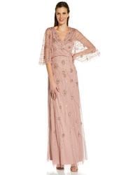 Adrianna Papell - Beaded Gown With Mermaid Skirt - Lyst